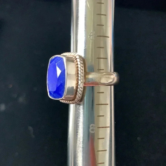 Sterling silver and lapis faceted cabachon ring size 7 - Picture 5 of 5